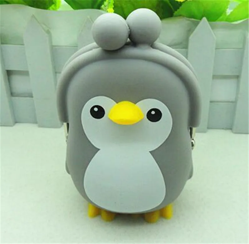 penguin gray Кошельки с персонажами мультфильмов, новинка, трехмерный Пингвин, сова, кролик, силиконовый кошелек, креативные Чехлы для ключей, милые детские сумки для девочек и девушек - Цвет: penguin gray