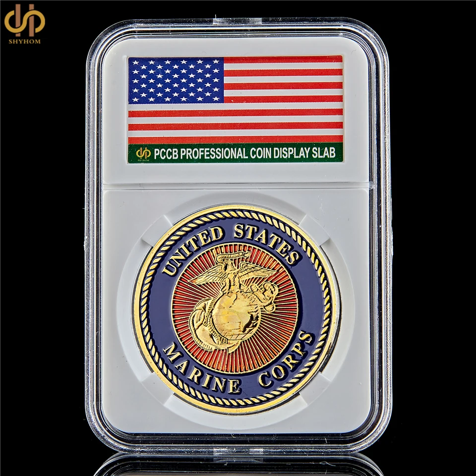 

USA USMC Force Recon Challenge Token Coin US Marine Corps Military Gold Commemorative Coin Collection W/PCCB Display Box