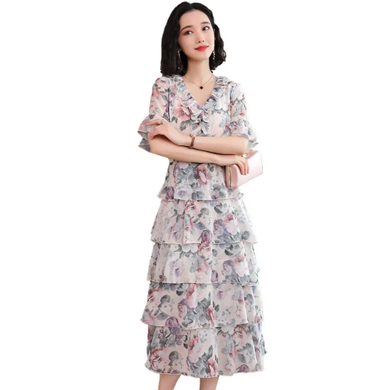 Длинное платье boho 2019 осенние платья из вискозы с цветочным принтом коротким