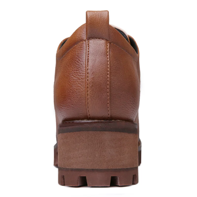 Women's Spring 2017 Vintage Waxed Upper Platform Mid Heels Height Increase Office Work Travel Lady Bootie Ankle Boots Shoes | Обувь