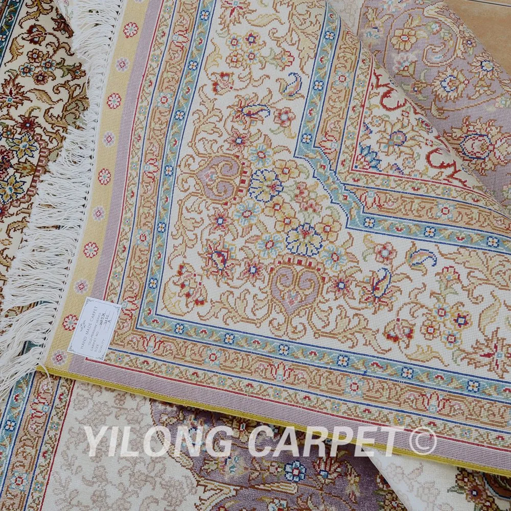 Yilong 5 'x 7 5' Ручная работа Тебриз шелк выгодный ковер изысканный qum персидский