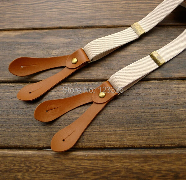 Бесплатная доставка мужские брюки подтяжки на пуговицах из натуральной кожи|button