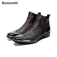 batzuzhi handmade men shoes boots pointed iron toe color leather ankle dress boots men formal party and wedding boots man botas