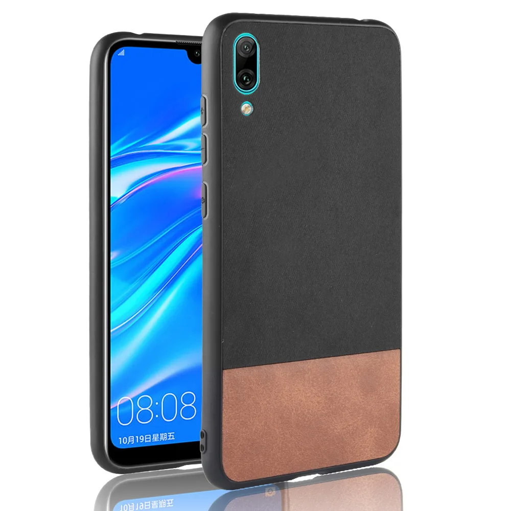 Fabric Cloth Leather Case for Huawei Y7 Pro 2019 Cover PU TPU Back Phone Cases Y6 Prime Y9 2018 P Smart Plus Capas |