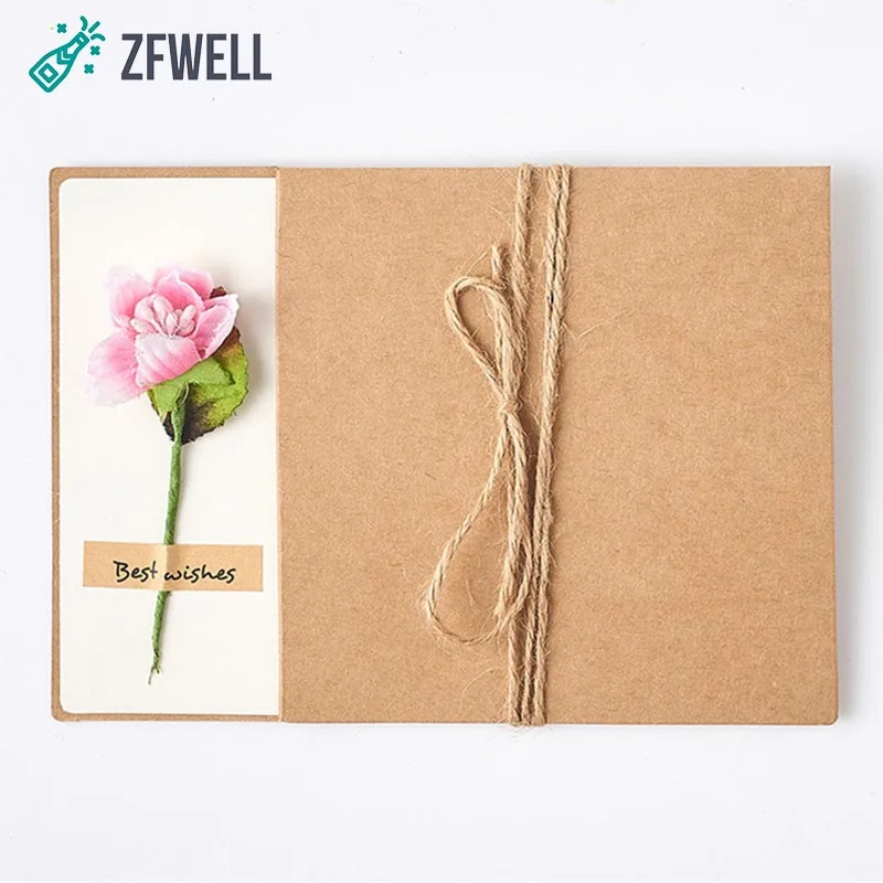 Zfwell 1 шт. оберточная бумага в винтажном стиле засушенные цветы поздравительная открытка «сделай сам» на день рождения, на свадьбу, на праздник, подарок поздравительная и пригласительная открытка supplies8