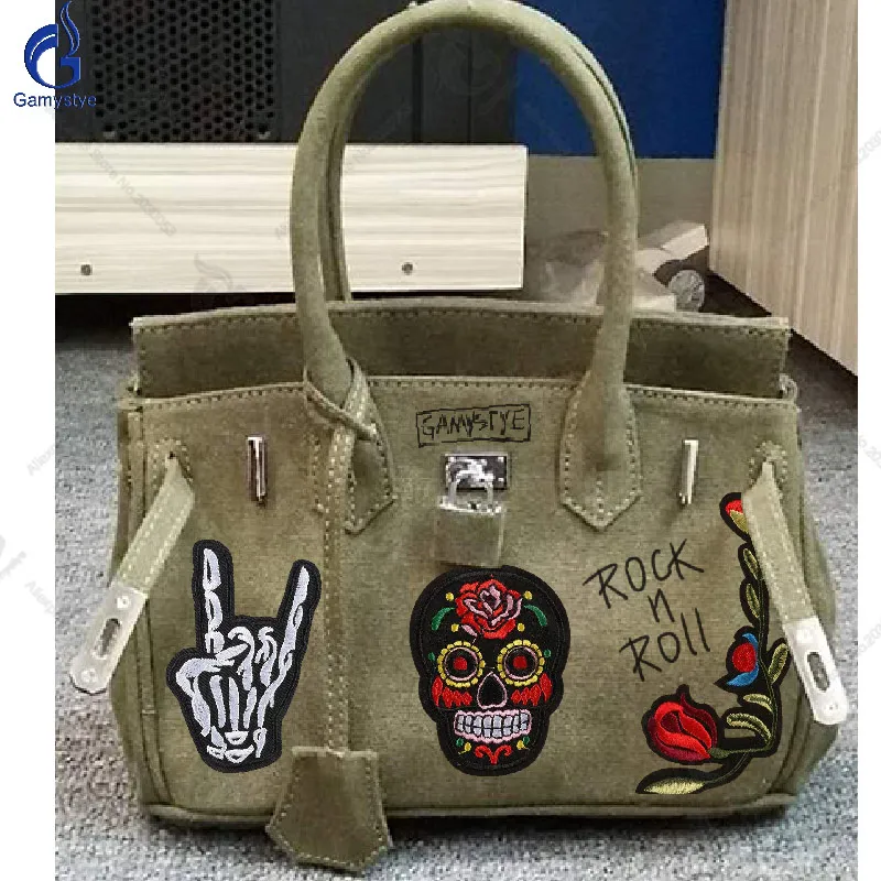 Gamystye Женская Холщовая Сумка армейский зеленый мужские дорожные сумки повседневные сумки через плечо с замком рок-н-ролл Розовый Череп Новая модная сумка