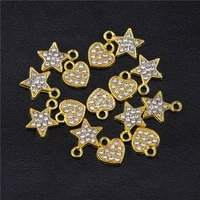 women kids handmade jewelry making accessories birthstone colorful rhinestones love heart star charms for diy jewelry material
