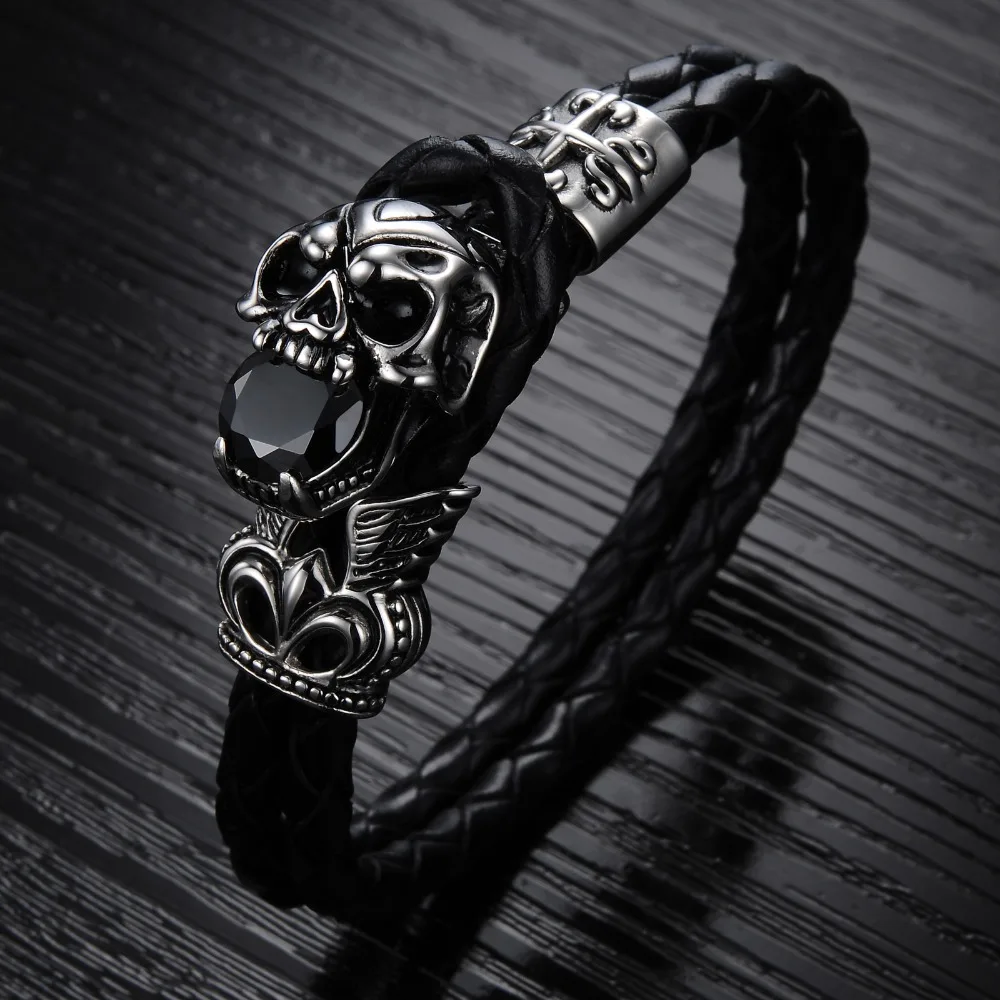 Trend Street Dance Bracelet Hot Jewelry Personality Domineering Ghost Head Leather 3-PH846 | Украшения и аксессуары