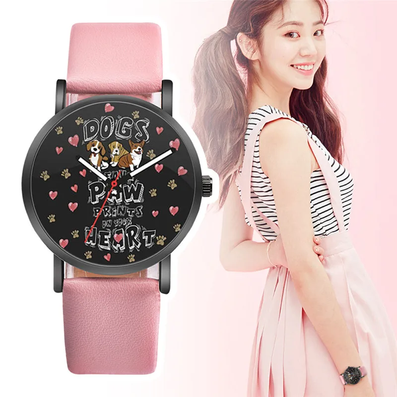 Horloge Dames WOK18302 модные часы с милым рисунком собаки, женские часы в свежем Стиле, популярные женские часы, Relogio Feminino@ 50