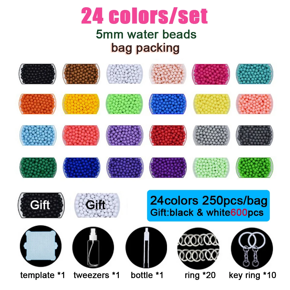 DOLLRYGA 24 цвета 6600 шт./компл. Perler DIY клейкие водяные бусины инструмент Аксессуары Aqua