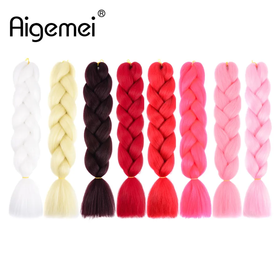 

Aigemei Jumbo Braids Crochet Braid Hair Synthetic Crochet Hair Extensions 24inch High Temperature Ombre Braiding Hair For Women