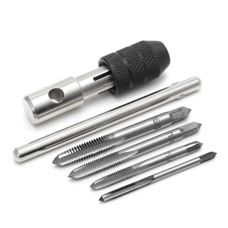 

5Pcs/set T Type Hand Screw Thread Taps Drill Kit Screw Thread Metric Taps M3 M4 M5 M6 with Wrench