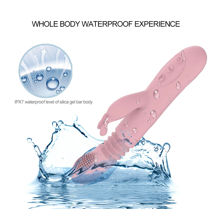 gelugee Silicone Rabbit Telescopic Vibrator Massager Heated 10 Multi-speed Double Vibrating Motors Adult Sex Toys for Women | Красота и