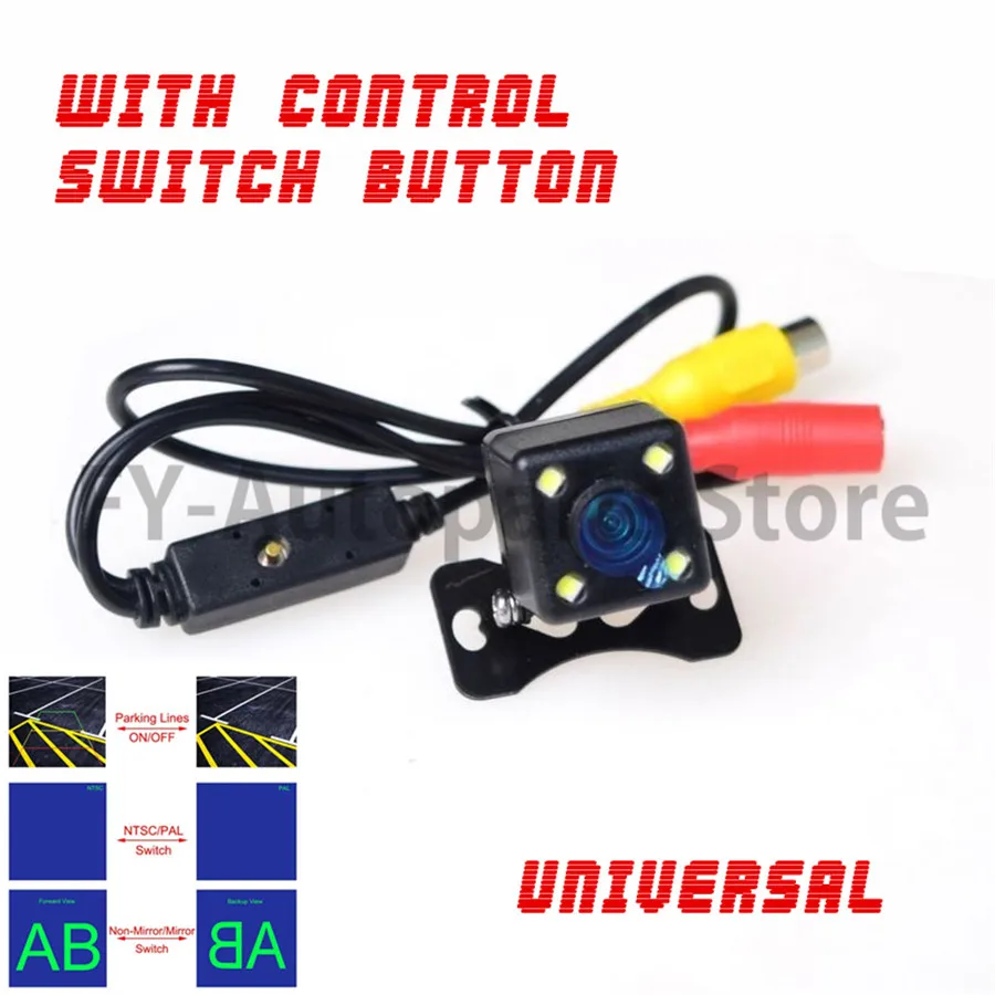 Универсальная автомобильная мини камера заднего вида 4 светодиода кнопка
