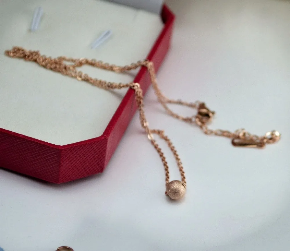

Frosted Surface Ball Pendant Necklace Titanium Steel Rose Gold Color Woman Fine Jewelry Birthday Gift Free Shipping Never Fade