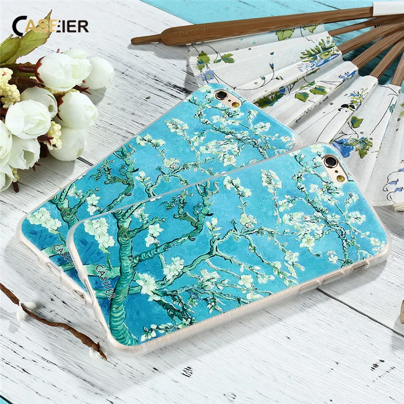 CASEIER винтажный рельефный чехол с цветочным рисунком для iPhone 6 6S 7 Plus 5 5S SE телефона