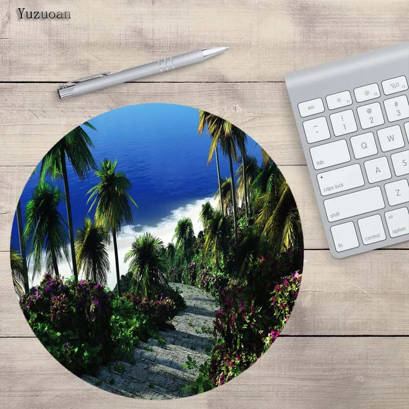 Yuzuoan красивый морской пейзаж 200x200 мм коврик notbook компьютерный круглый для мыши