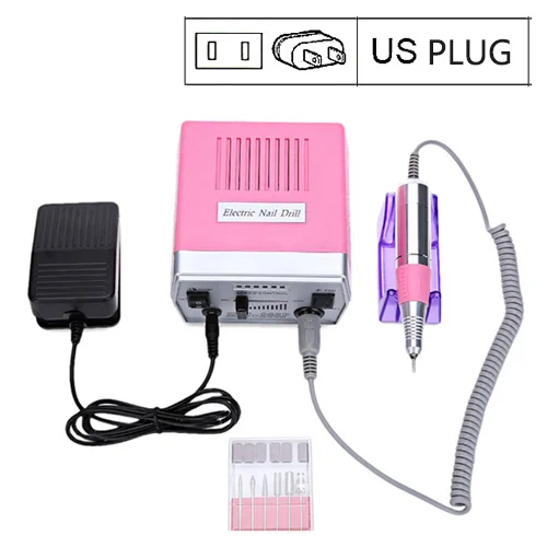 MX288 Pink US Plug Электрическая дрель 30000 об/мин, машинка для маникюра, дрель для ногтей, дрель для ногтей, Профессиональный аппарат для маникюра, керамическая фреза - Цвет: MX288 Pink US Plug