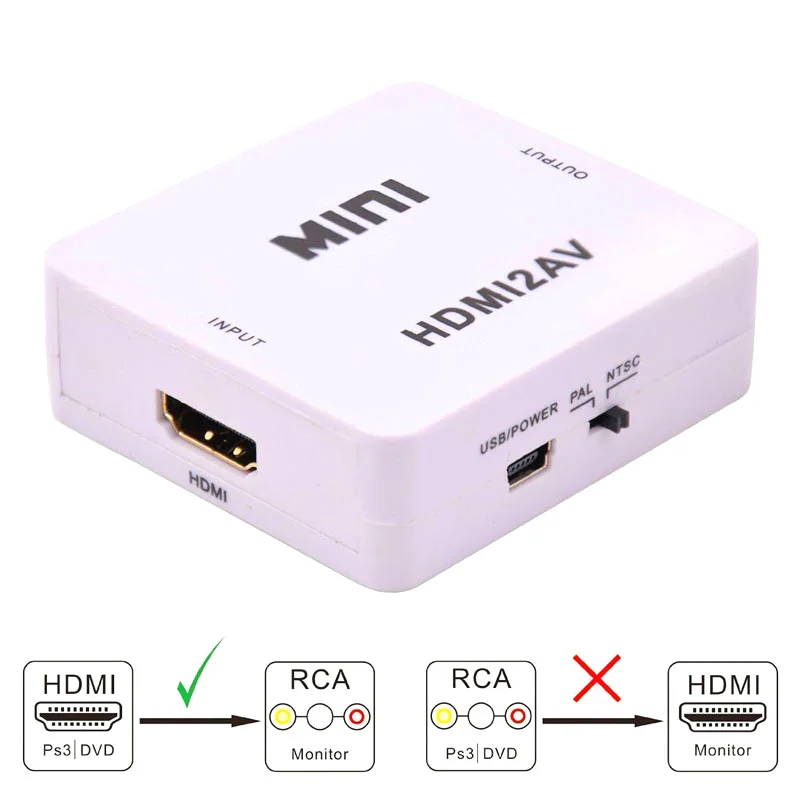 Effelon 1080 P HDMI К AV 3RCA CVBS композитного видео конвертер адаптер Поддержка PAL/NTSC USB