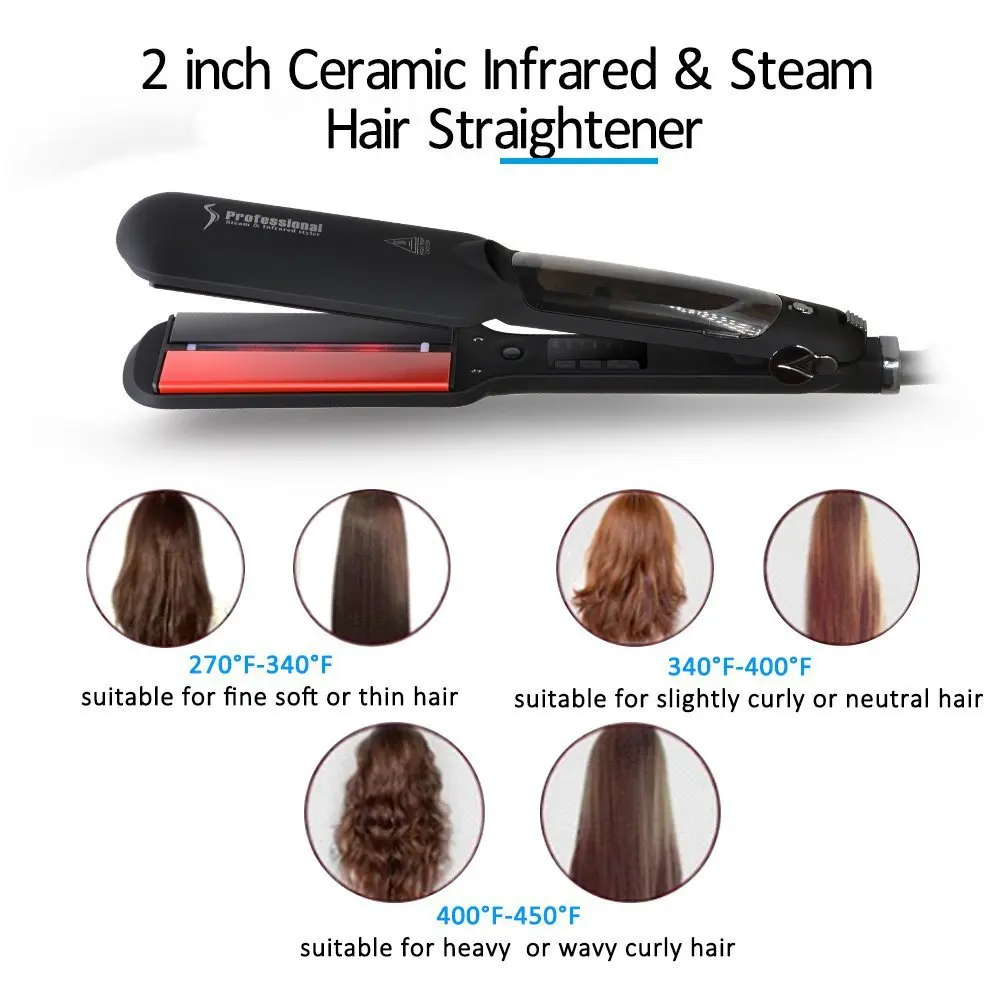 

Professional Ceramic Steam Hair Straightener Fast Heating Hair Flat Iron VaporStraightening Iron Curler Steamer Hair Style Tool