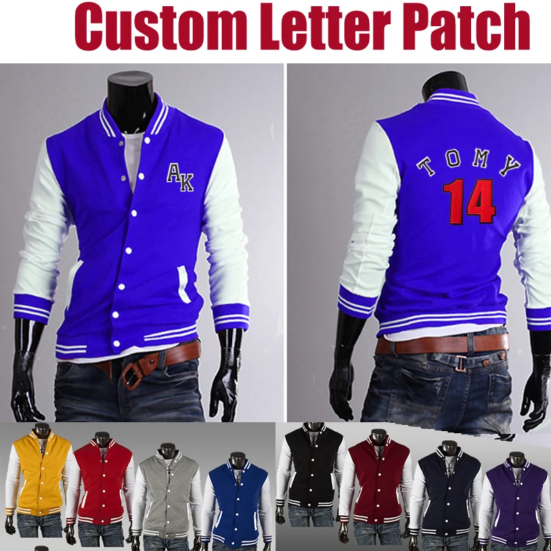 Design your own jacket Men Spring 2014 School College Baseball Varsity Uniform Lettermen Jacket Sport wear Outdoors Free Ship|men sport wear|wear