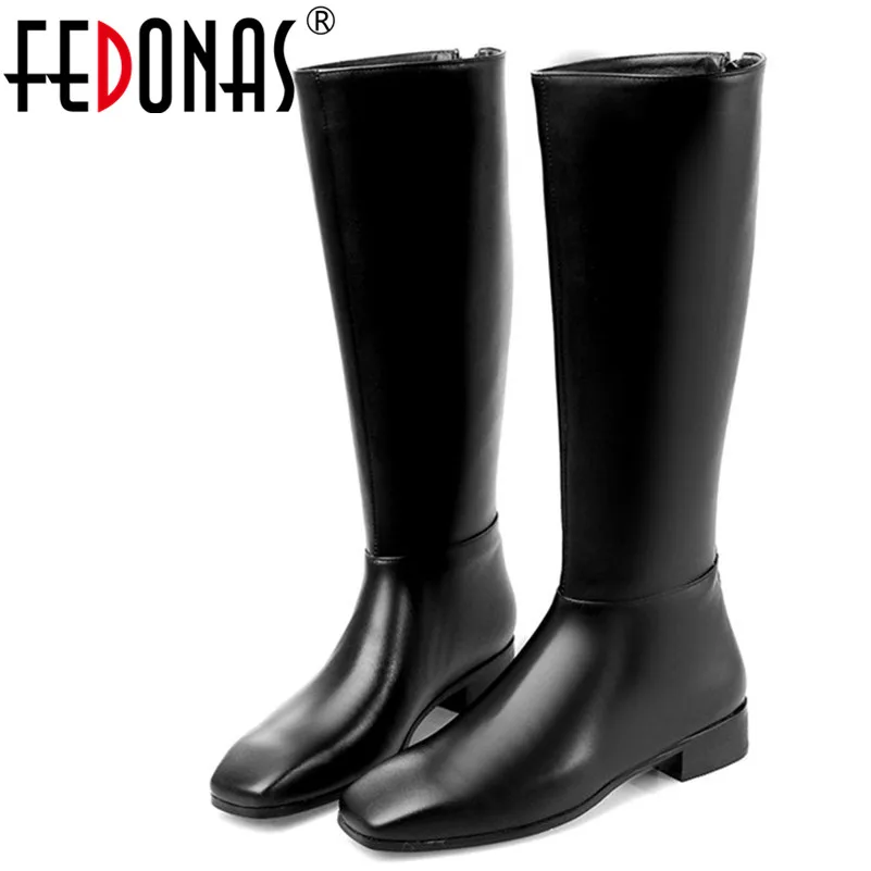 FEDONAS/брендовые сапоги до колена Женская удобная повседневная обувь с квадратным