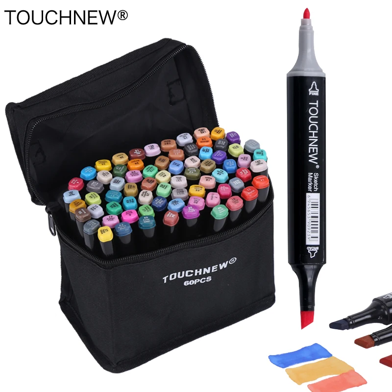 

TOUCHNEW 30/40/60/80 Colors Art Markers Alcohol Based Markers Drawing Pen Set Manga Dual Headed Art Sketch Marker Design Pens
