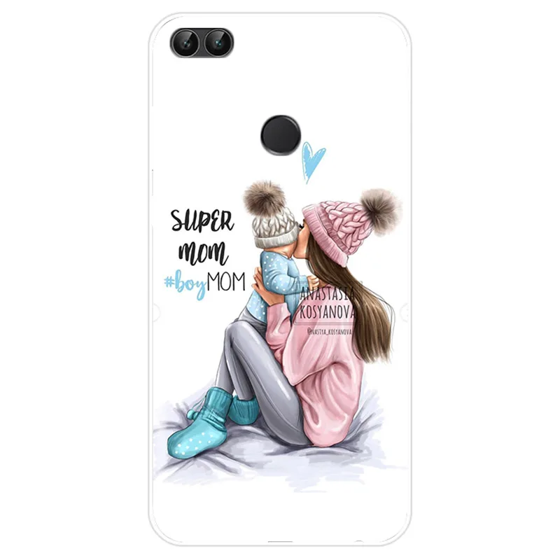 Мягкий силиконовый чехол для телефона Huawei P9 P10 P20 PLUS P30 PRO P8 lite P smart Brown Hair Baby Mom Girl Queen