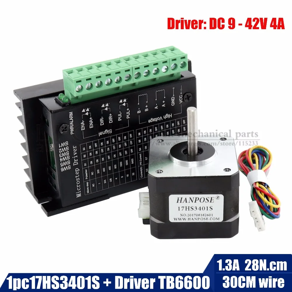 17HS3401-S Nema 17 шаговый двигатель 42 двигатель 1.3A с TB6600 шаговый двигатель драйвер NEMA17 23 ЧПУ лазер и 3D принтер