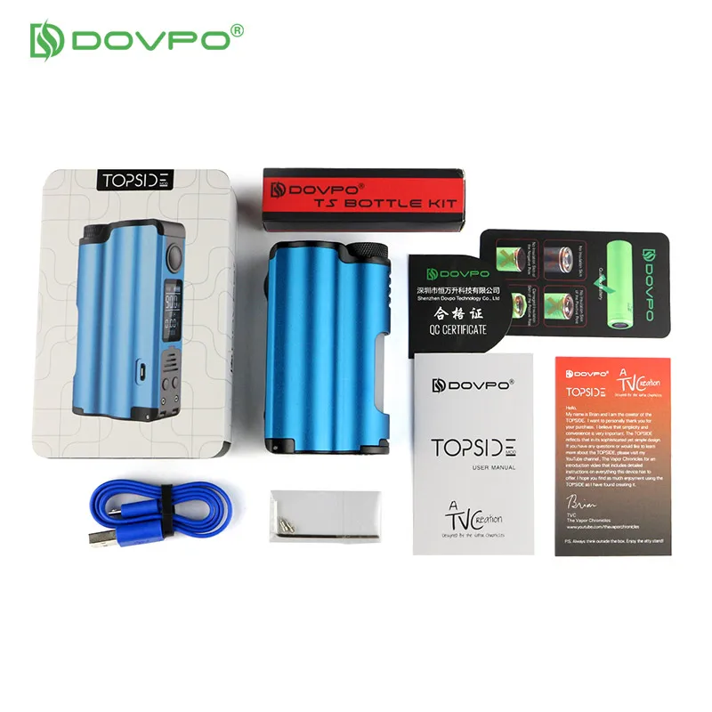 Оригинальный бокс мод DOVPO Topside 90 Вт Top Fill TC Squonk с большой бутылкой 10 мл и OLED экраном 0
