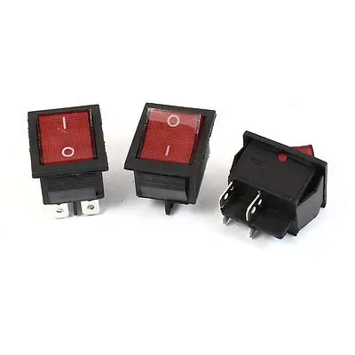 Высокое качество AC 220 В 15A 4Pin DPST вкл./выкл. Красная индикаторная лампа рокерный