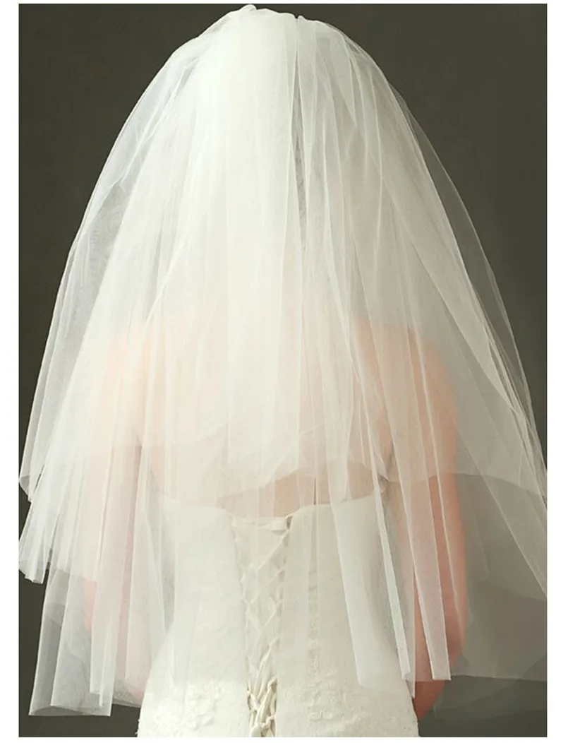 Romantic Korean Style Short Two-Layer Wedding Veils With Combs Simple &amp Elegant Organza Bridal Cheap Velo Novia | Свадьбы и