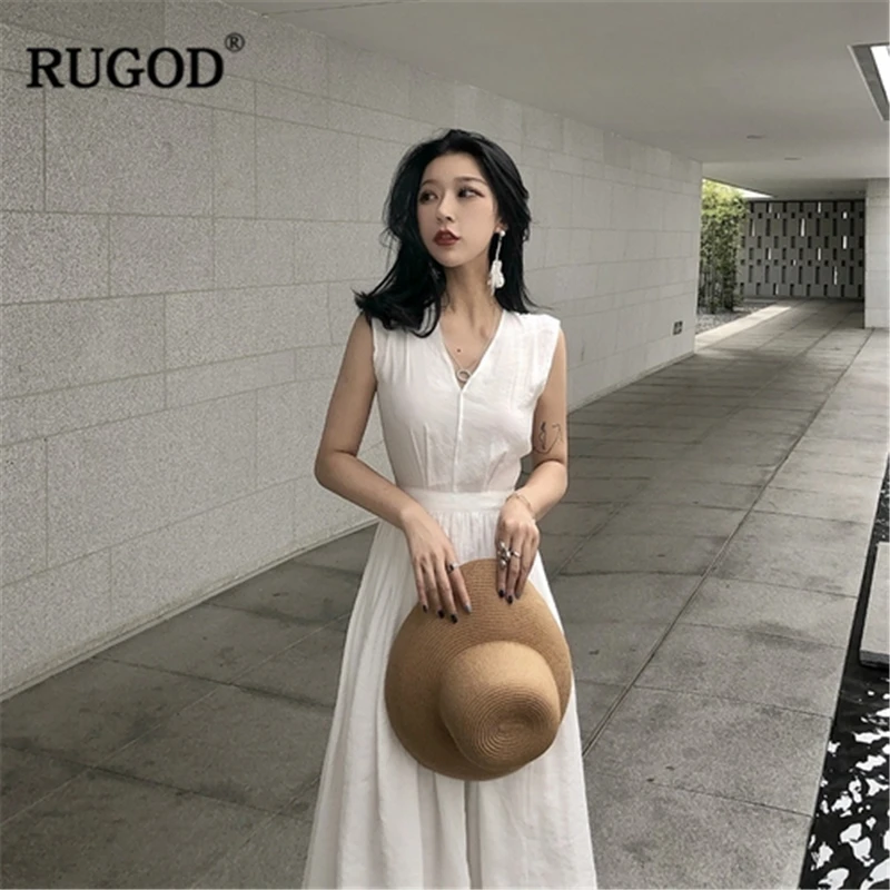 Женское однотонное платье с открытой спиной RUGOD облегающее ТРАПЕЦИЕВИДНОЕ