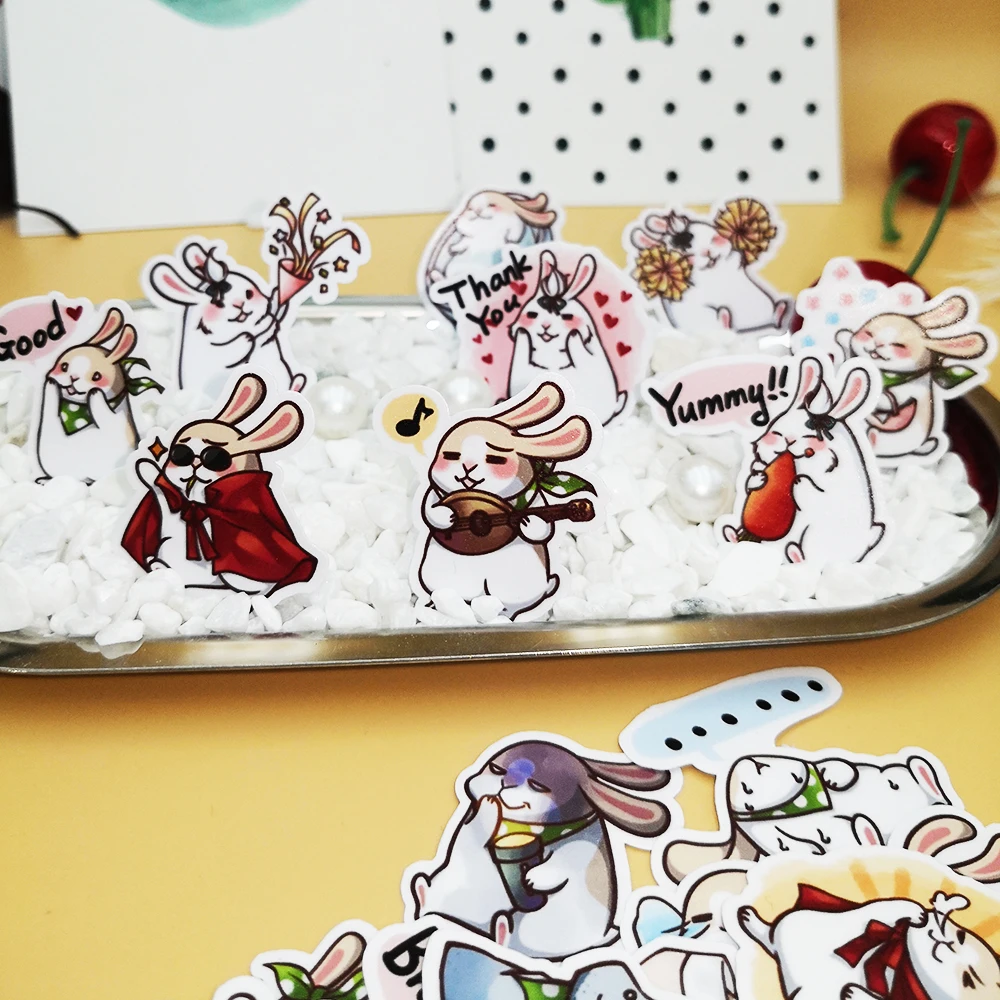 40 шт DIY Скрапбукинг мультипликационные наклейки милые животные кролик чемодан стеклянный блокнот "Гитара" украшение чемодана наклейки