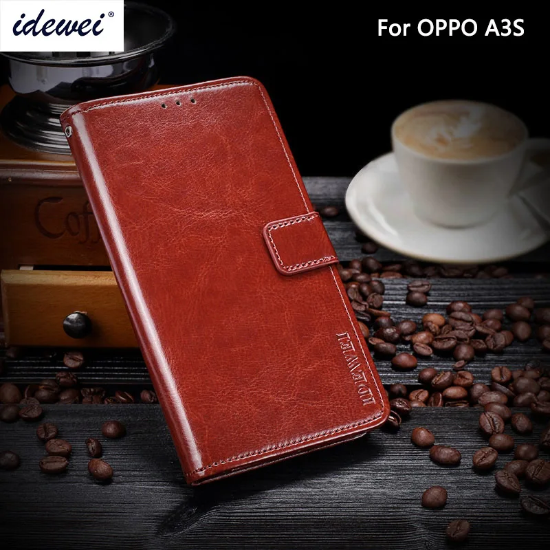 

IDEWEI For OPPO A3S Case Cover Luxury Leather Phone Case For OPPO A5 Protective Flip Case Wallet Case 6.2"