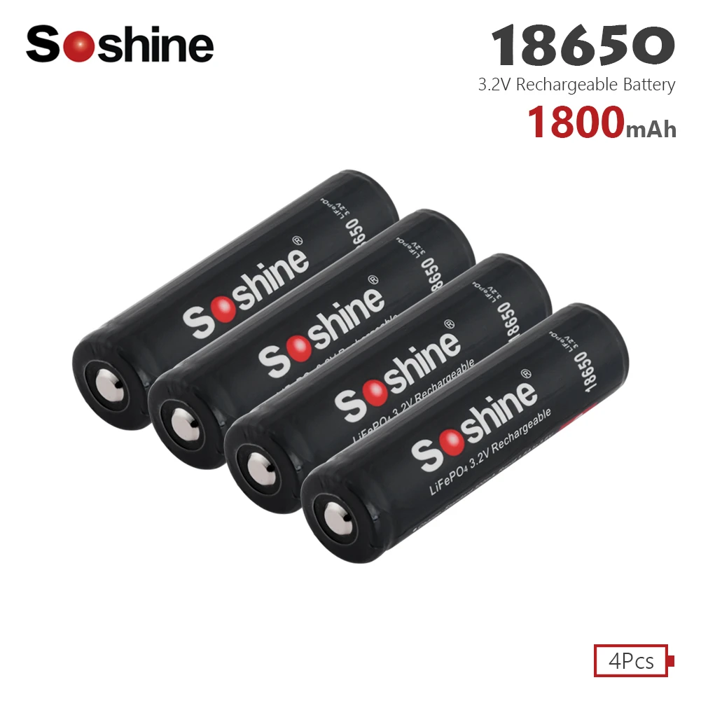 Горячая новинка Soshine 3,2 В LiFePO4 18650 перезаряжаемый аккумулятор блок питания для электронной сигареты с высокой разрядкой с PCB 1800mAh высокой емкости
