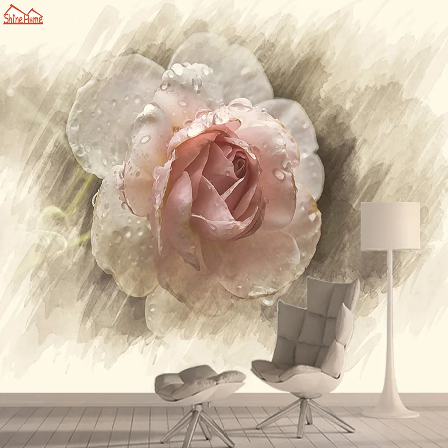 Обои 3d фото обои фотообои природа самоклеющиеся для гостиной Ретро Роза ТВ фон