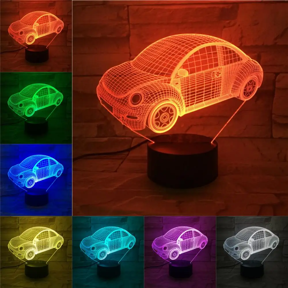 

VCity 3D Night Light Beedle Table Lamp Creative Gifts for Kids Flashlight Bedroom Decor Christmas Decoration Car Lights LED