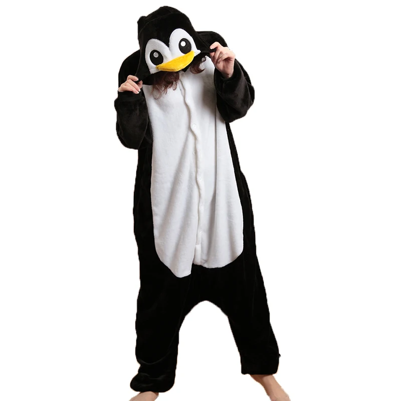 

unisex Unisex onesies Animal penguin onepiece pajamas woman winter kigurumi hooded Jumpsuits Flannel Sleepwear Christmas gift