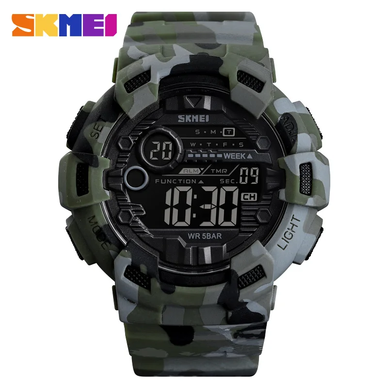 Green camouflage SKMEI часы Мужские Цифровые Спортивные мужские наручные часы reloj hombre два времени Chrono будильник часы модные мужские часы лучший бренд 1472 - Цвет: Green camouflage