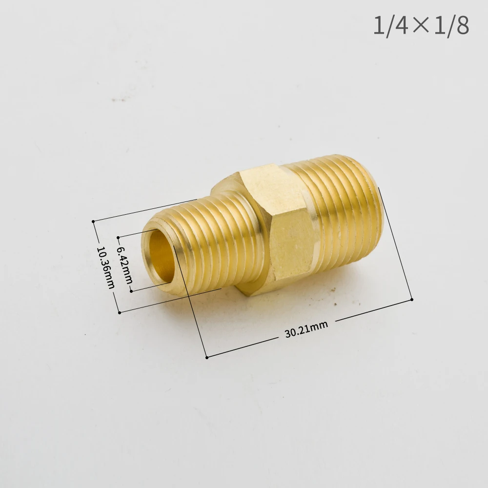 Набор из 2 латунных штуцеров для труб редуктор шестигранный ниппель 1/4 дюйма x1/8