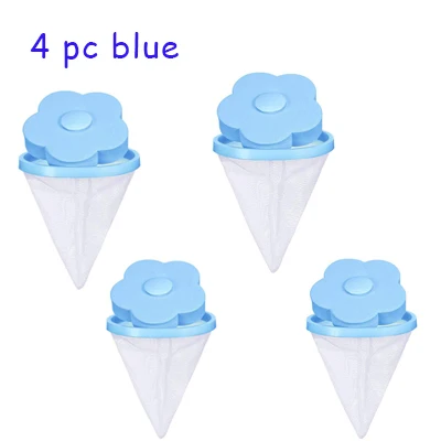 4 Blue Волшебная машина для ловли шерсти питомца, плавающая в виде цветка, сумка-сетка для шерсти питомца, ловушка для волос для стиральной машины - Цвет: 4 Blue