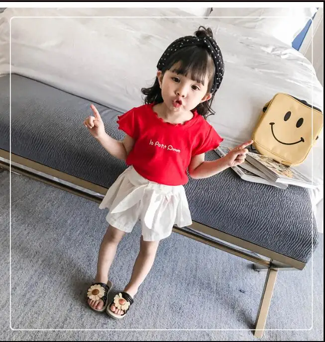 Children's clothing girls summer 2018 Korean version of the cartoon letter printing short-sleeved basic fashion T-shirt | Детская