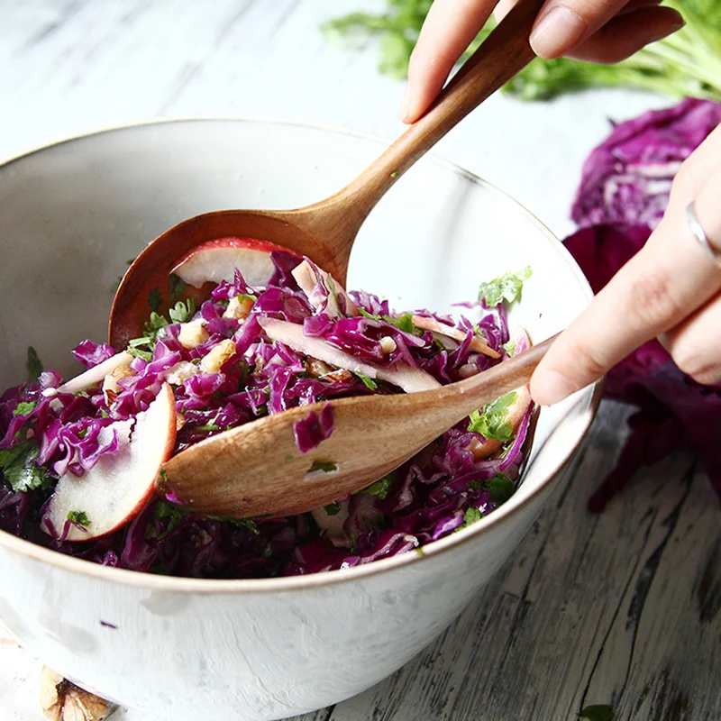 Деревянная кухонная утварь, ложка для приготовления пищи, рисовое весло, ложка с длинной ручкой, ковш для смешивания салата, сервировочная ложка, инструменты для приготовления пищи, аксессуары
