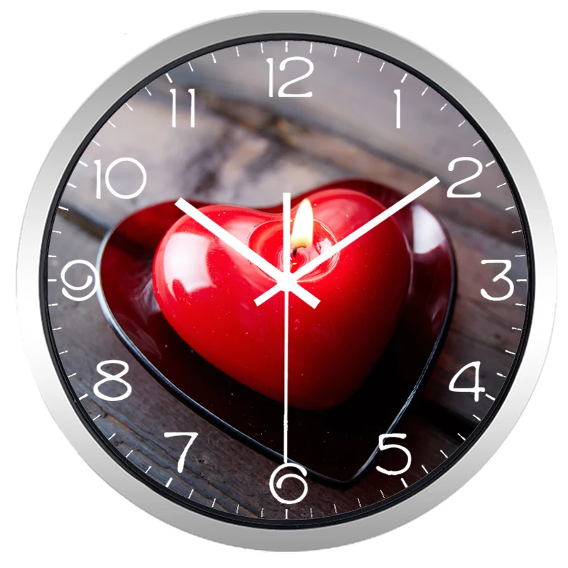 Настенные часы с красным сердцем в виде свечи молитвенные реальным рисунком