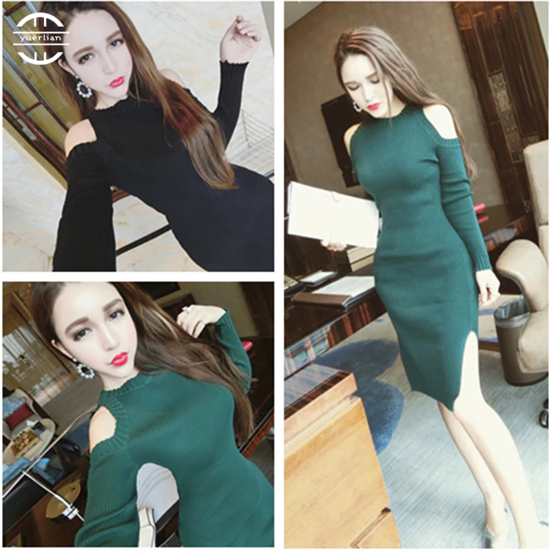 Осень 2017 г. новые пикантные с длинными рукавами круглым вырезом Для женщин до