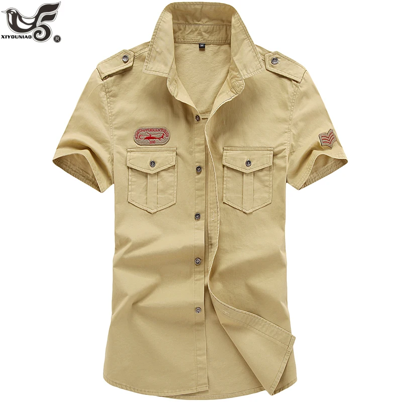 XIYOUNIAO размера плюс M~ 5XL 6XL Новая мужская летняя хлопковая рубашка поло с коротким рукавом армейская ВВС one Мужская дышащая рубашка camisa masculina