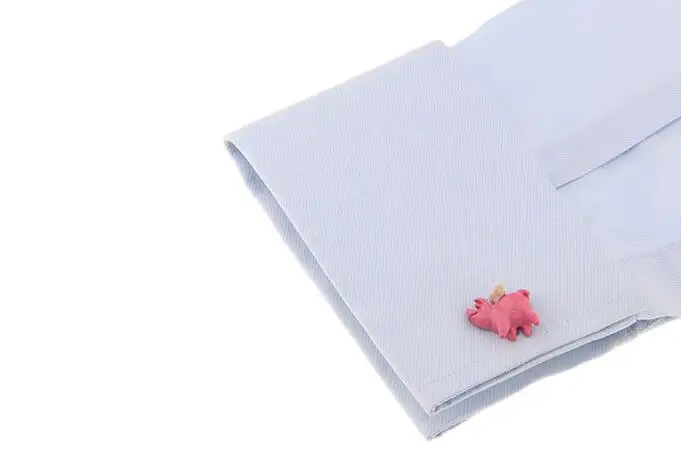12 пар/лот розовый Flying Pig животных Запонки покрытием запонки новинка мультфильм