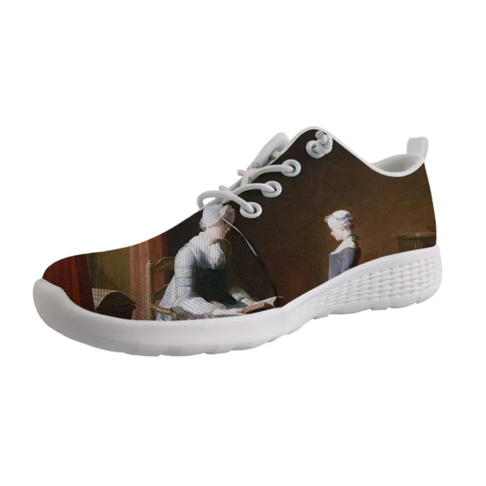 

2021 Customizable White Shoes Women Mesh Flats Female Fashion Casual Shoe Comfort New Style Shoes Ladies 3D Color Painting Print