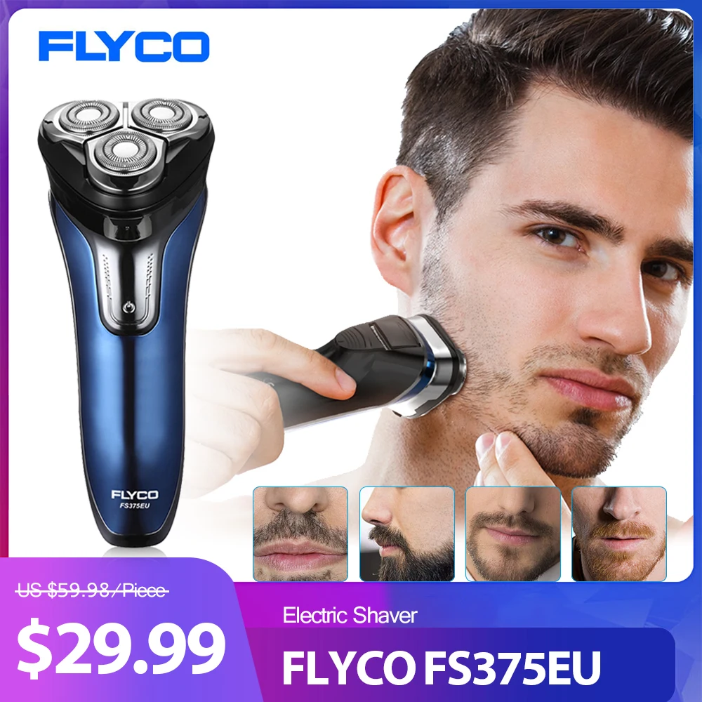 FLYCO FS375EU электрическая перезаряжаемая бритва, роторная бритва для сухой и влажной уборки для мужчин, резак для бакенбардов, бритвенный станок, уход за лицом, триммер для бороды